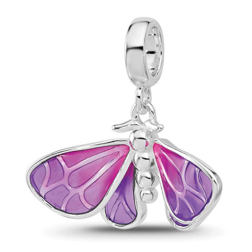 Image of Sterling Silver Reflections Rhodium-plated Enameled Butterfly Dangle Bead