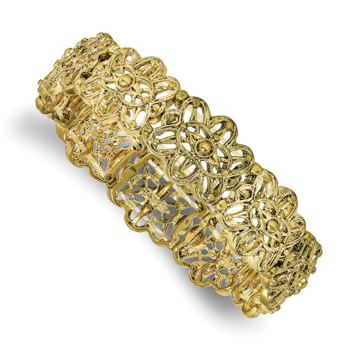 1928 Jewelry Brass-tone Filigree Links Stretch Bracelet