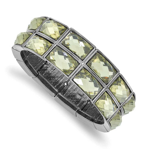 Image of 1928 Jewelry Black-plated Frame Grey Epoxy Faceted Stones Stretch Bracelet