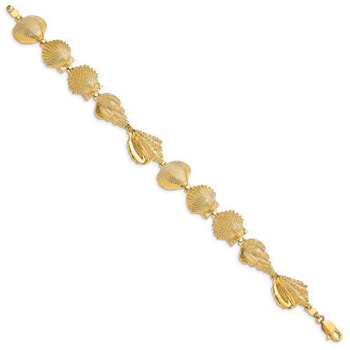 14K Yellow Gold Assorted Shell Link Bracelet