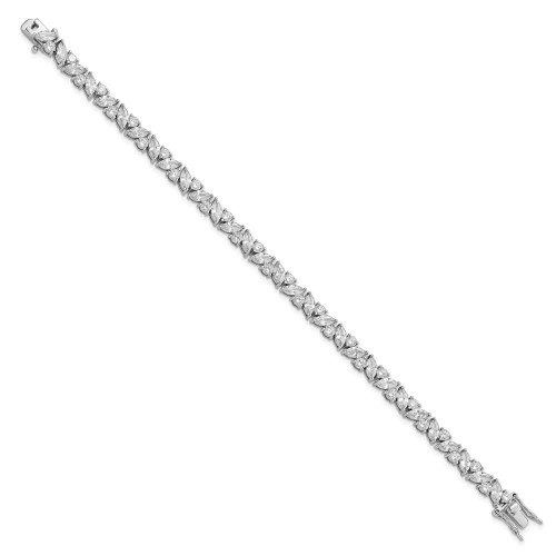 Image of Cheryl M Sterling Silver Rhodium-plated Fancy Brilliant-cut and Marquise-cut CZ 7.25 Inch Bracelet