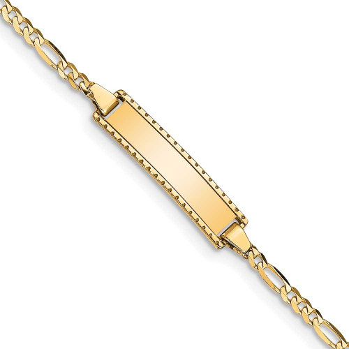 Image of 14K Yellow Gold Childrens Figaro Link ID Bracelet DCID87-6