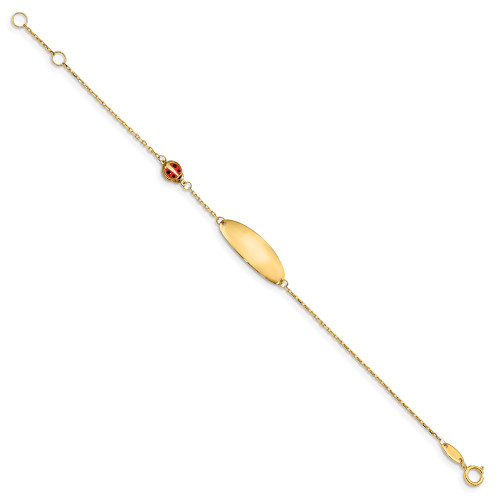 Image of 14K Yellow Gold Childrens Enamel Ladybug w/.5in ext. ID Bracelet BID107-5.5