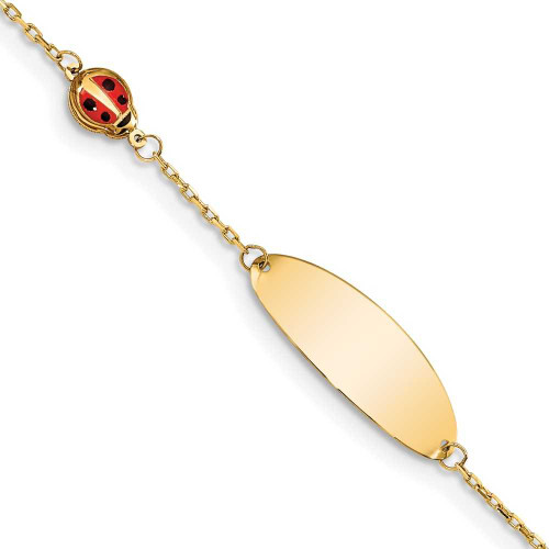 Image of 14K Yellow Gold Childrens Enamel Ladybug w/.5in ext. ID Bracelet BID107-5.5