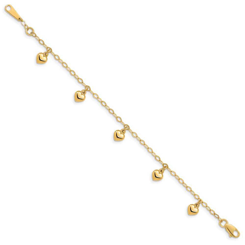 Image of 14K Yellow Gold Childs Puffed Heart Charm Bracelet