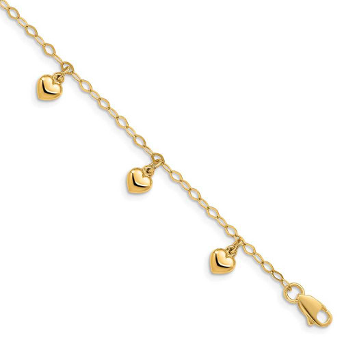 Image of 14K Yellow Gold Childs Puffed Heart Charm Bracelet