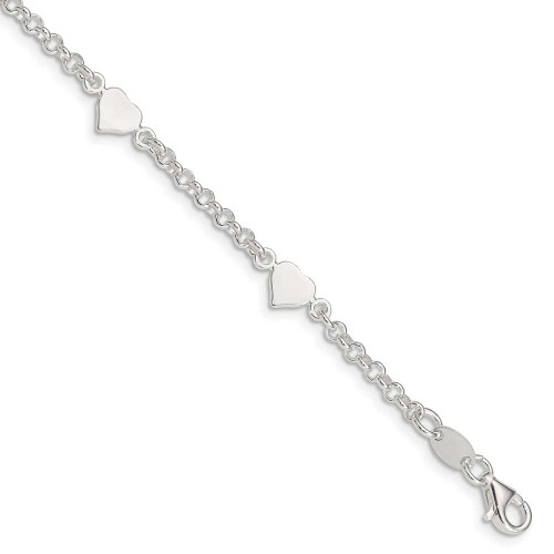Image of Sterling Silver Heart shapes with 5.5in Plus .25in ext. Childrens Bracelet