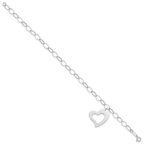 Image of 14k White Gold Dangle Heart Bracelet SF1856W-7.25 Image of 14k White Gold Dangle Heart Bracelet SF1856W-7.25