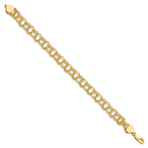 10k Yellow Gold Triple Link Charm Bracelet 10CH12-7