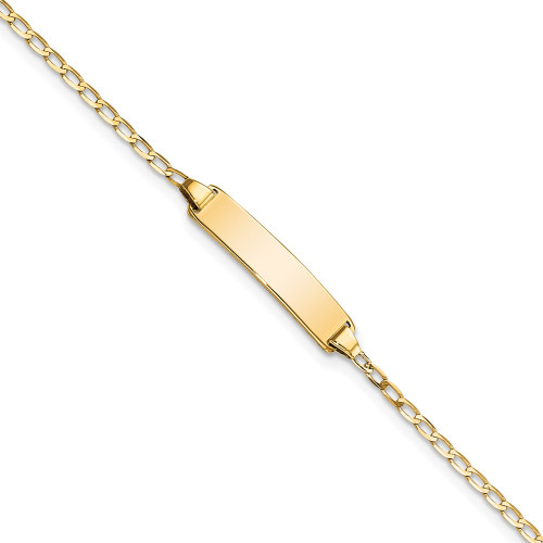 14K Yellow Gold Flat Curb Link ID Bracelet LID69-7