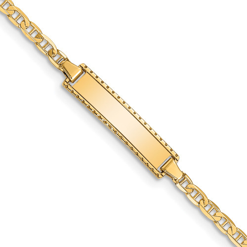 10k Yellow Gold Flat Anchor Link ID Bracelet 10DCID86-6