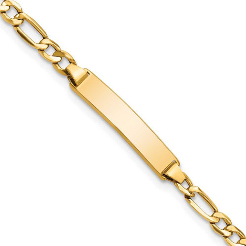 Image of 10k Yellow Gold Hollow Figaro Link ID Bracelet 10DCID140-7