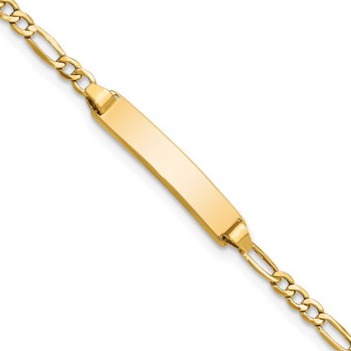 Image of 10k Yellow Gold Hollow Figaro Link ID Bracelet 10DCID134-6