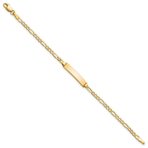 10k Yellow Gold Hollow Figaro Link ID Bracelet 10DCID134-6