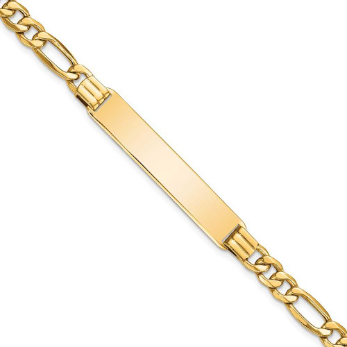 Image of 14K Yellow Gold Hollow Figaro Link ID Bracelet DCID141-7