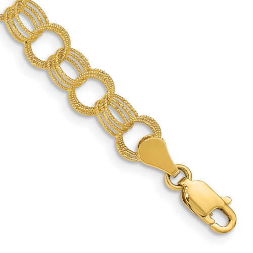 10k Yellow Gold Solid Triple Link Charm Bracelet 10DO536-8