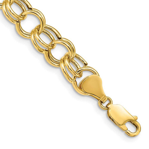 Image of 10k Yellow Gold Hollow Double Link Charm Bracelet 10DO520-8