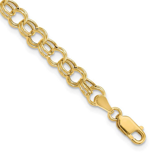 Image of 10k Yellow Gold Hollow Double Link Charm Bracelet 10DO541-7