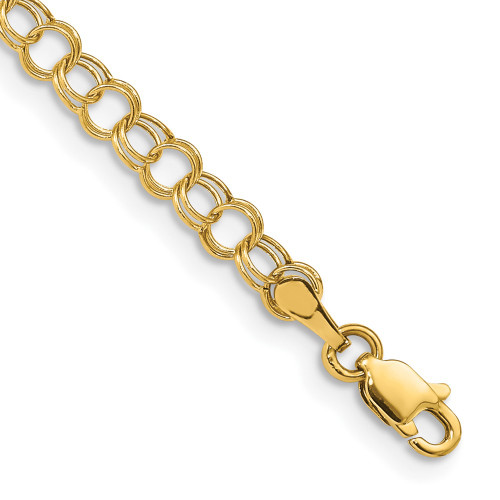 14K Yellow Gold Hollow Double Link Charm Bracelet DO350-8