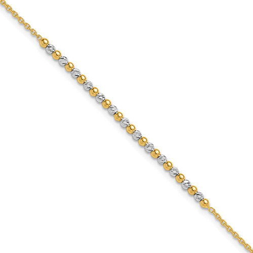 Image of 14K Two-tone Gold Diamond-cut Beaded 7.5in Bracelet SF3030-7.5
