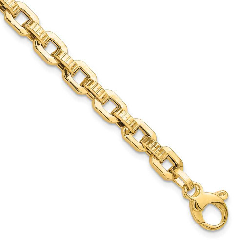 Image of 14K Yellow Gold Polished & Textured Fancy Link Bracelet SF2589-7.5