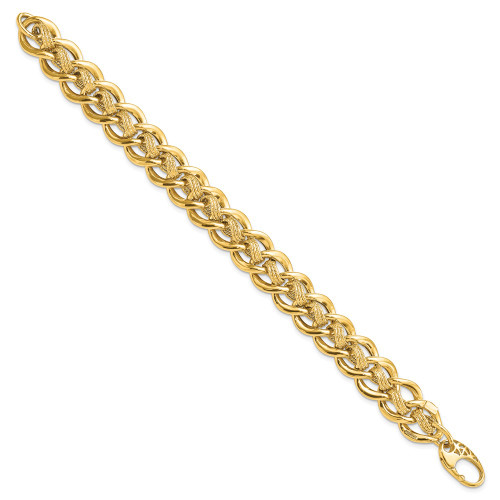 14K Yellow Gold Polished and Textured Fancy Link Bracelet SF2176-8