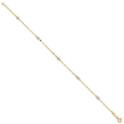 Image of 14K Two-tone Gold Polished Bead Bracelet