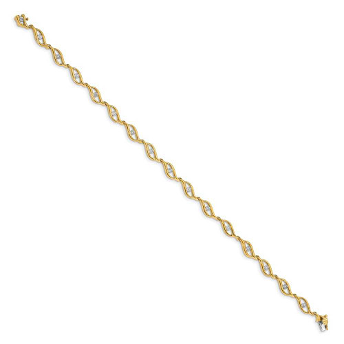 Image of 10k Yellow Gold Diamond 7.5in Link Bracelet