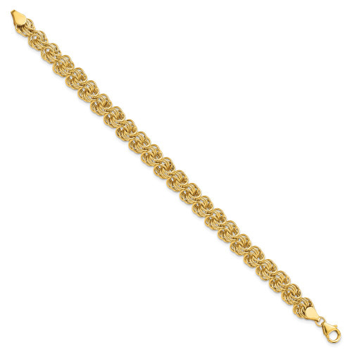 14K Yellow Gold Polished 7.5in Circle Fancy Link Bracelet