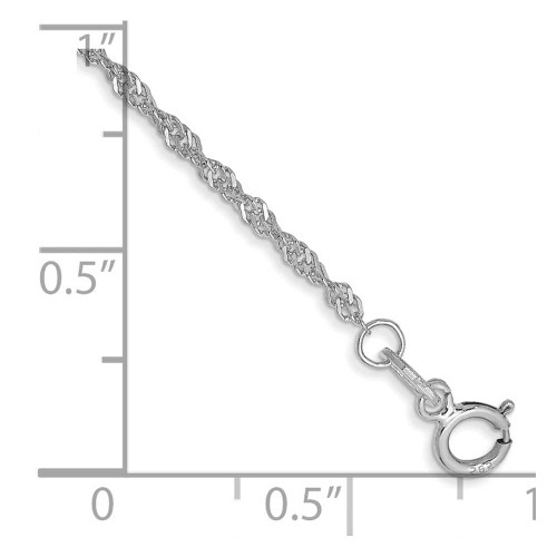 Image of 14K White Gold 7 inch 1.4mm Singapore with Spring Ring Clasp Chain