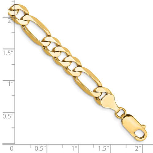 Image of 14K Yellow Gold 8 inch 7mm Flat Figaro with Lobster Clasp Bracelet