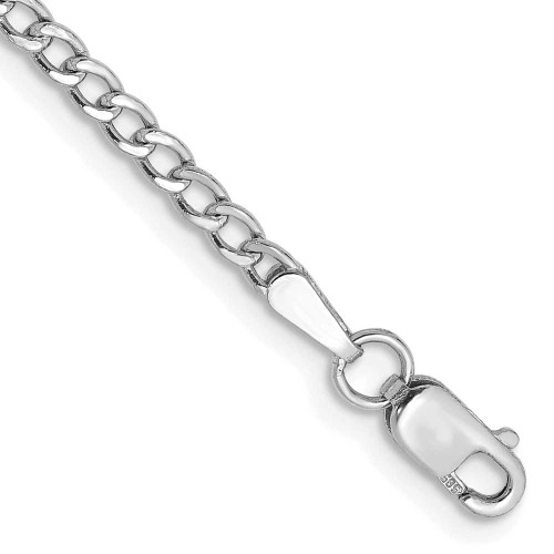 Image of 14K White Gold 7 inch 2.5mm Hollow Curb with Lobster Clasp Bracelet