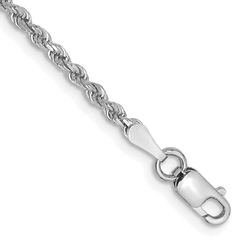 Image of 14K White Gold 7 inch 2mm Diamond-cut Rope with Lobster Clasp Chain