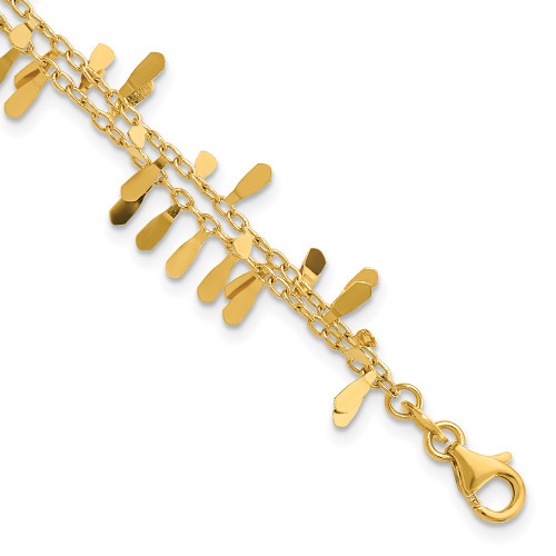 14K Yellow Gold Polished Double Strand Fancy Link w/1 in ext. Bracelet