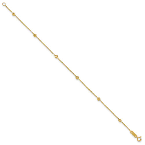 Image of 14K Yellow Gold Polished and Diamond-cut Tiny Puffed Circles 6-Station Bracelet