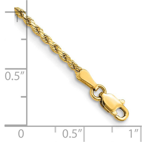 Image of 14K Yellow Gold 7 inch 2mm Semi Solid Diamond-cut Rope with Spring Ring Clasp Chain