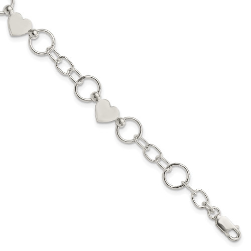Sterling Silver Heart Bracelet QG2310-7.5