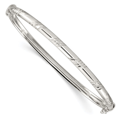 Sterling Silver Diamond-cut 4mm Bangle Bracelet QB1334