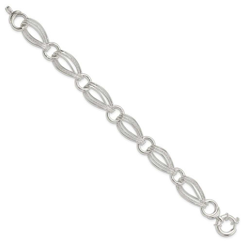 Image of Sterling Silver Polished And Textured Link Bracelet QG3874-8