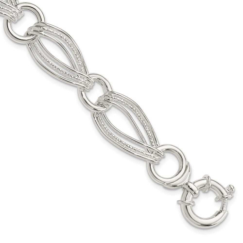 Image of Sterling Silver Polished And Textured Link Bracelet QG3874-8