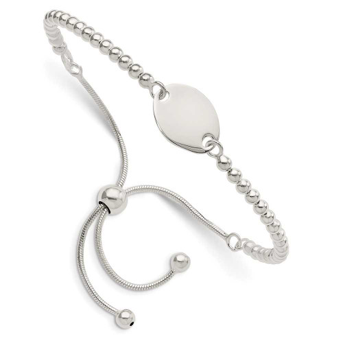 Image of Sterling Silver Polished Beaded Adjustable Bracelet QG5891
