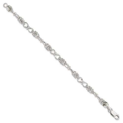 Image of Sterling Silver Polished and Textured Fancy Bracelet QG3231-7.5