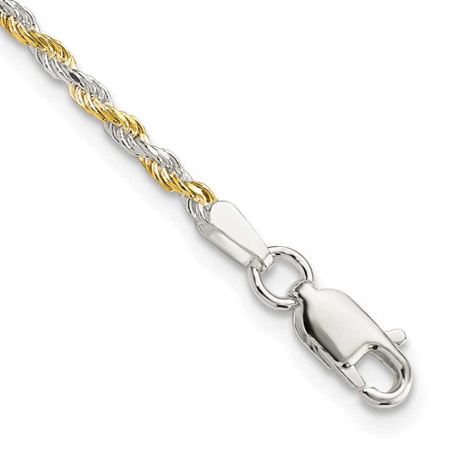 Image of Sterling Silver And Vermeil 1.85mm Diamond-cut Rope Chain QDCY040-7