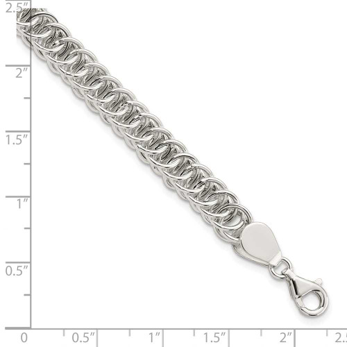 Image of Sterling Silver Polished Fancy Circle Link 7.5in Bracelet QG5734-7.5