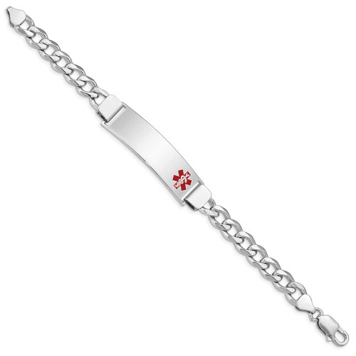 Image of Sterling Silver Rhodium-plated Medical ID Curb Link Bracelet XSM34-7