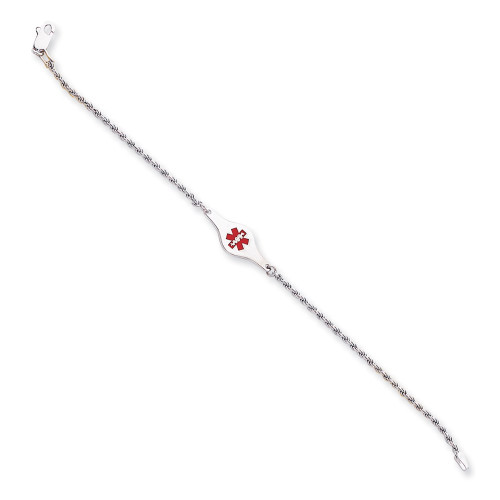 Image of Sterling Silver Rhodium-plated Medical ID Rope Link Bracelet XSM40-8
