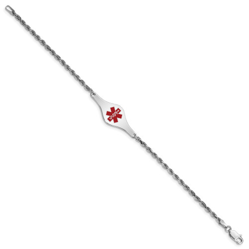 Image of Sterling Silver Rhodium-plated Medical ID Rope Link Bracelet XSM41-7