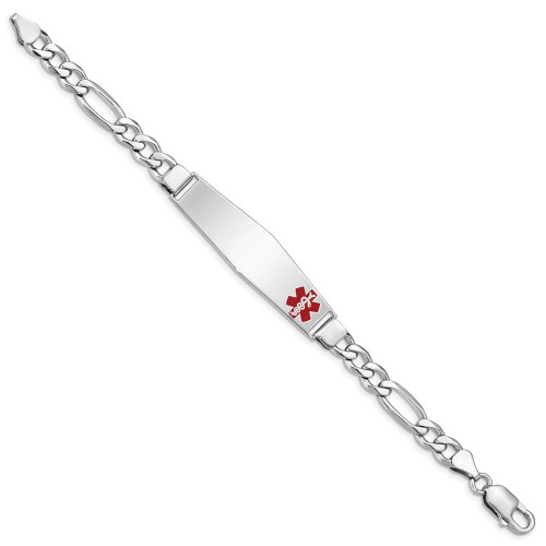 Image of Sterling Silver Rhodium-plated Medical ID Figaro Link Bracelet XSM25-8