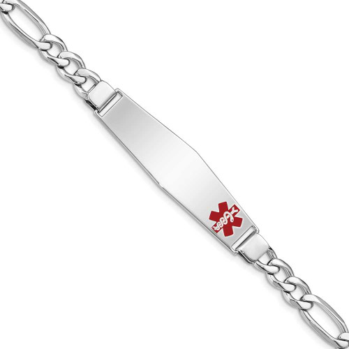 Image of Sterling Silver Rhodium-plated Medical ID Figaro Link Bracelet XSM25-8