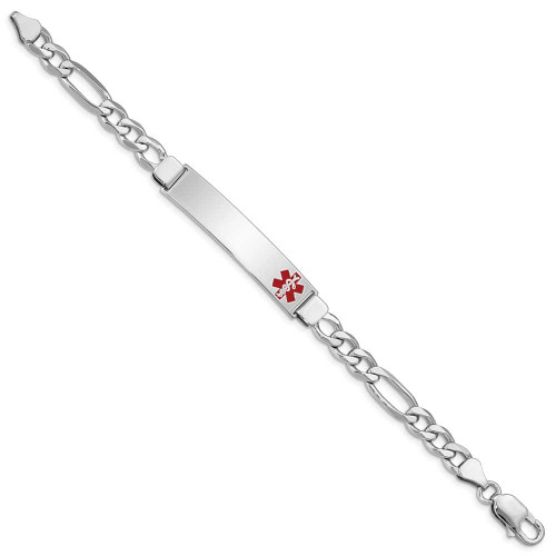 Image of Sterling Silver Rhodium-plated Medical ID Figaro Link Bracelet XSM31-7